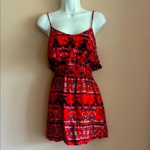 Mudd Red and Blue Ruffled Tiered Sundress